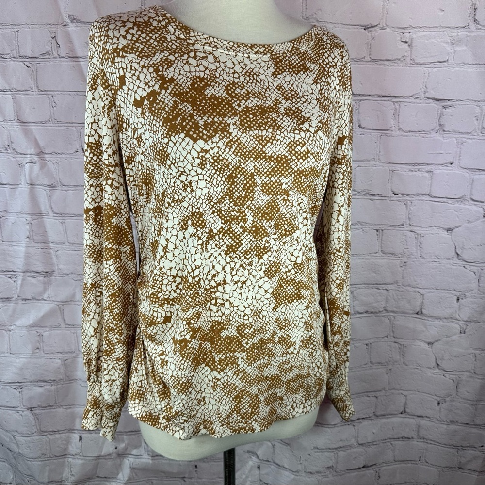 Chico's (2) womens L touch of cool snake shirred layering tee Patterned Top